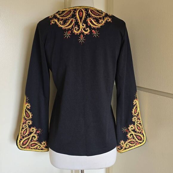 Vintage Bob Mackie black knit embroidered tunic, NWOT, XS - Picture 4 of 9